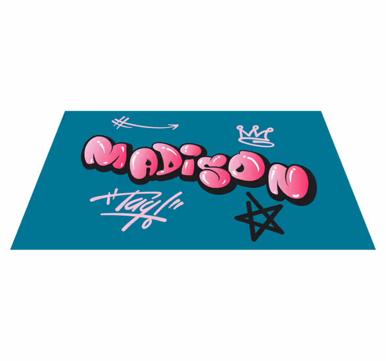 Růžový cool nápis graffiti přizpůsobený vinylový koberec - TenStickers