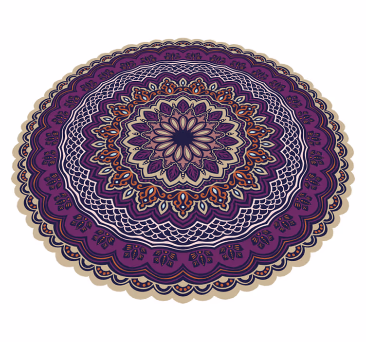 Zářivý fialový design Mandala vinylový koberec - TenStickers
