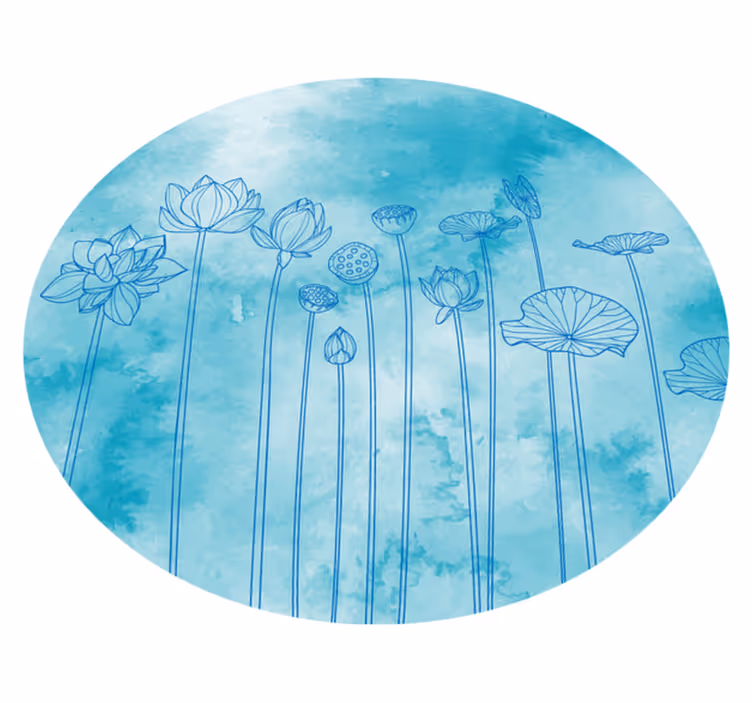 Vinylový koberec s květinami a rostlinami lotus modrý skvost - TenStickers