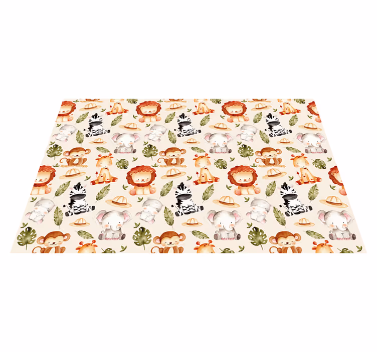 Vinylový koberec béžový safari pro děti - TenStickers