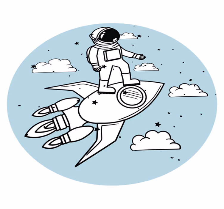 Raketový astronaut a koberec do ložnice - TenStickers