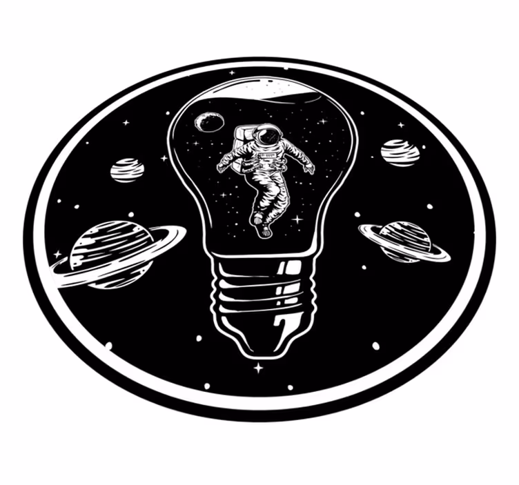 Kosmonaut v žárovce Vinylový koberec s hvězdami - TenStickers