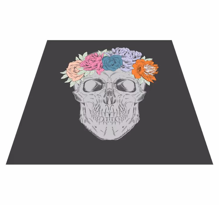 Květinové umění lebky Vinylový koberec pro teenagery - TenStickers
