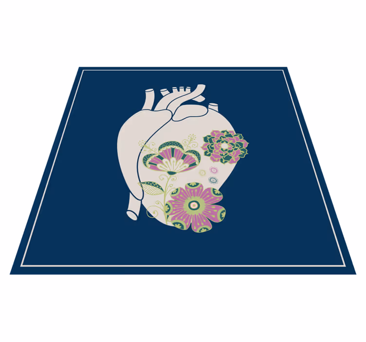 Květinový vzor srdce Skandinávský vinylový koberec - TenStickers