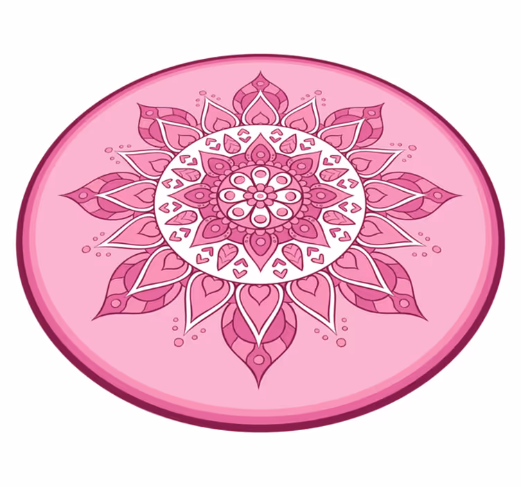 Růžová květinová meditace Mandala vinylový koberec - TenStickers