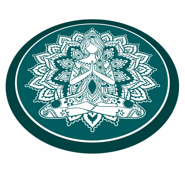 Mandala s meditující ženou mandalový vinylový koberec - TenStickers