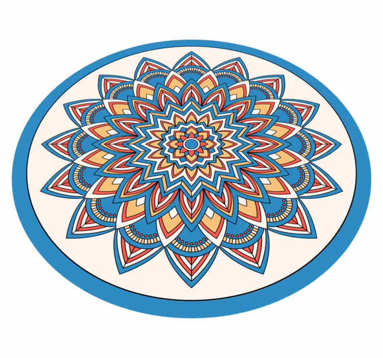 Vinylový koberec mandala modrý a červený květ - TenStickers