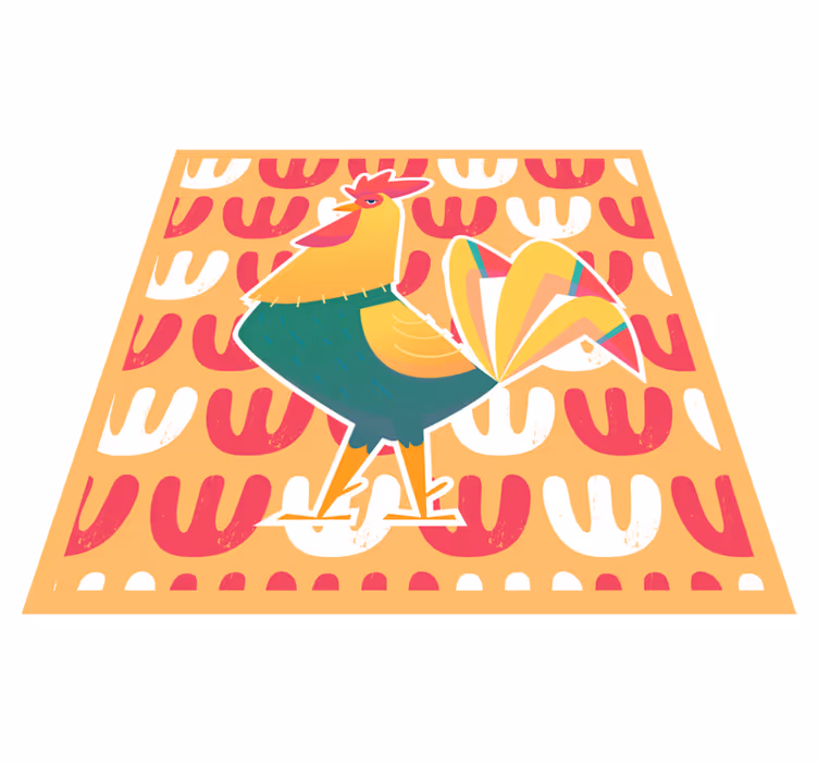 Barevné kohoutí umění Zvířecí vinylový koberec - TenStickers