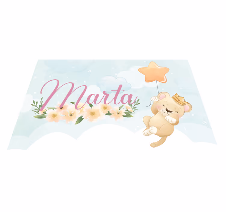 Lev s balónkem a jménem Vinylový koberec do školky - TenStickers