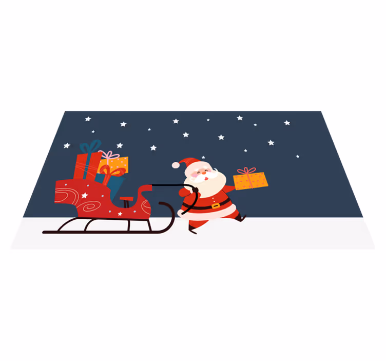 Sáně s dárky santa vánoční vinylový koberec - TenStickers