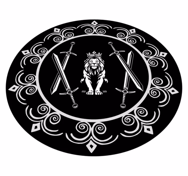 Majestátní lev symbol Kulatý vinylový koberec - TenStickers