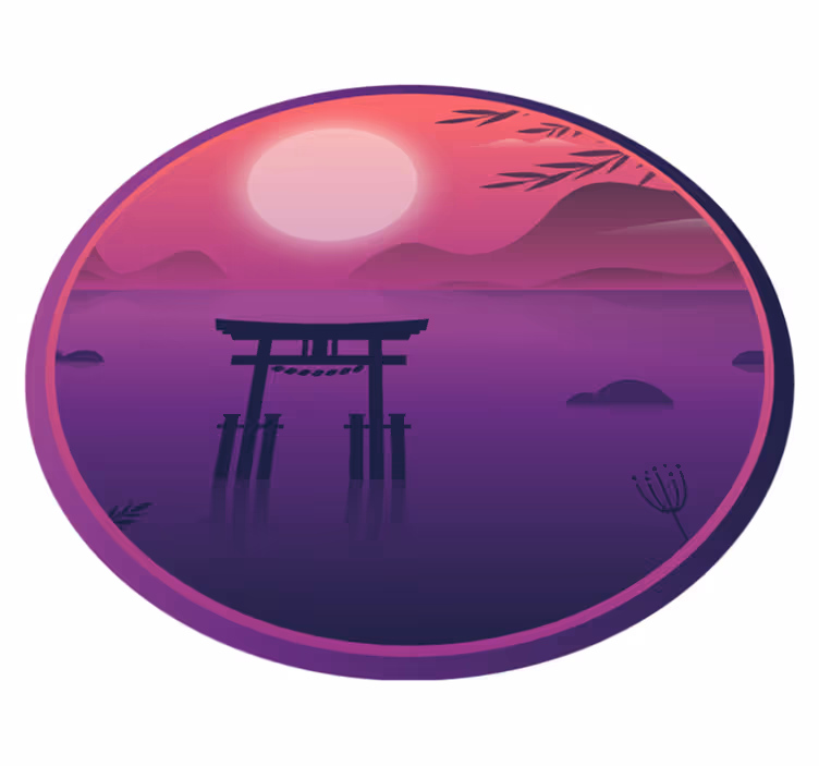 Klidná scéna západu slunce Kulatý vinylový koberec - TenStickers