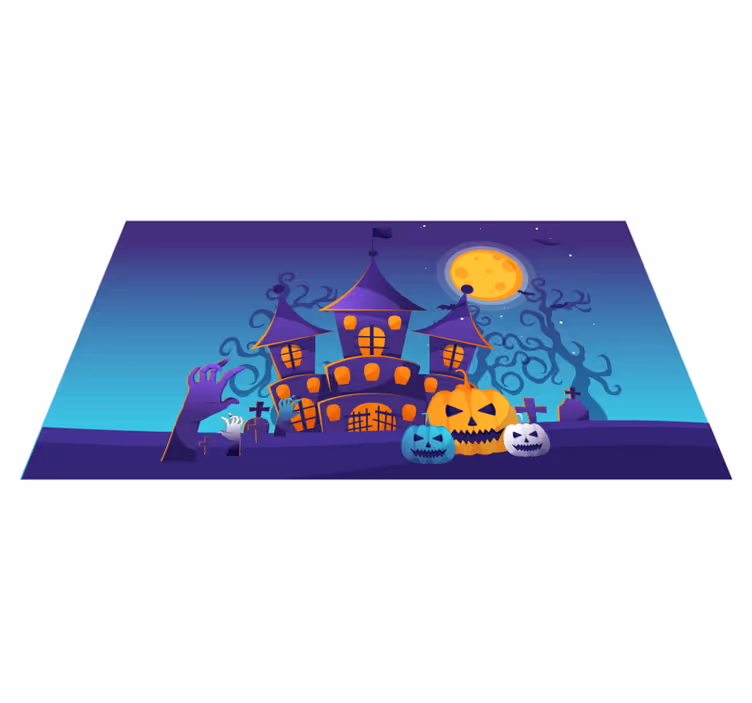 Vinylový koberec předvečer všech svatých halloweenský zámek - TenStickers