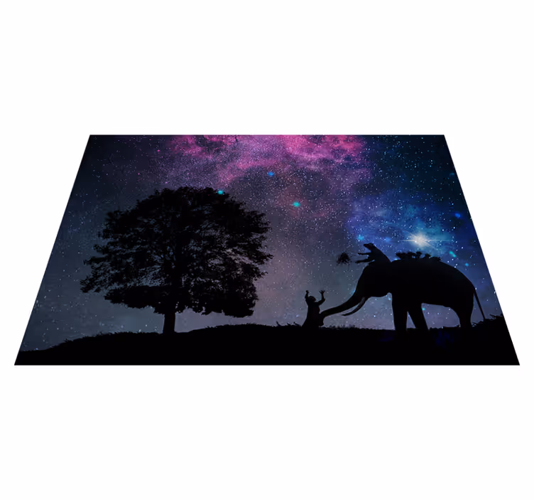 Vesmírné dobrodružství slonů Zvířecí vinylový koberec - TenStickers