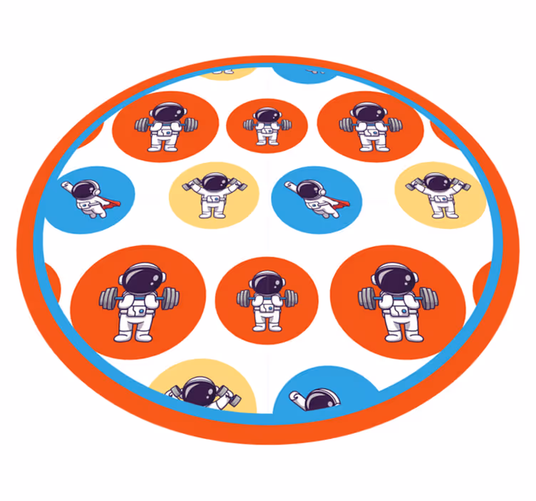 Astronaut zvedání činky kreslený koberec do ložnice - TenStickers