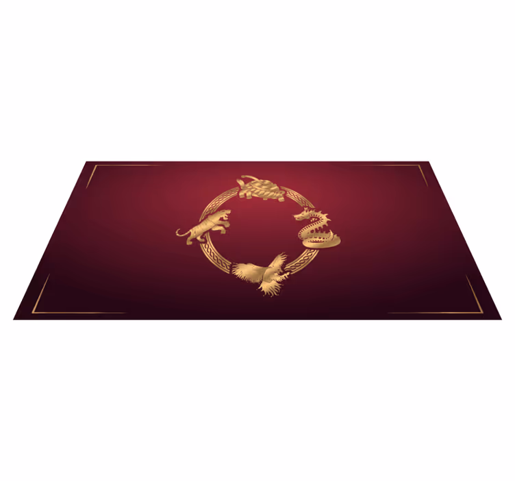 čtyři symboly dragon tygr animal koberec - TenStickers