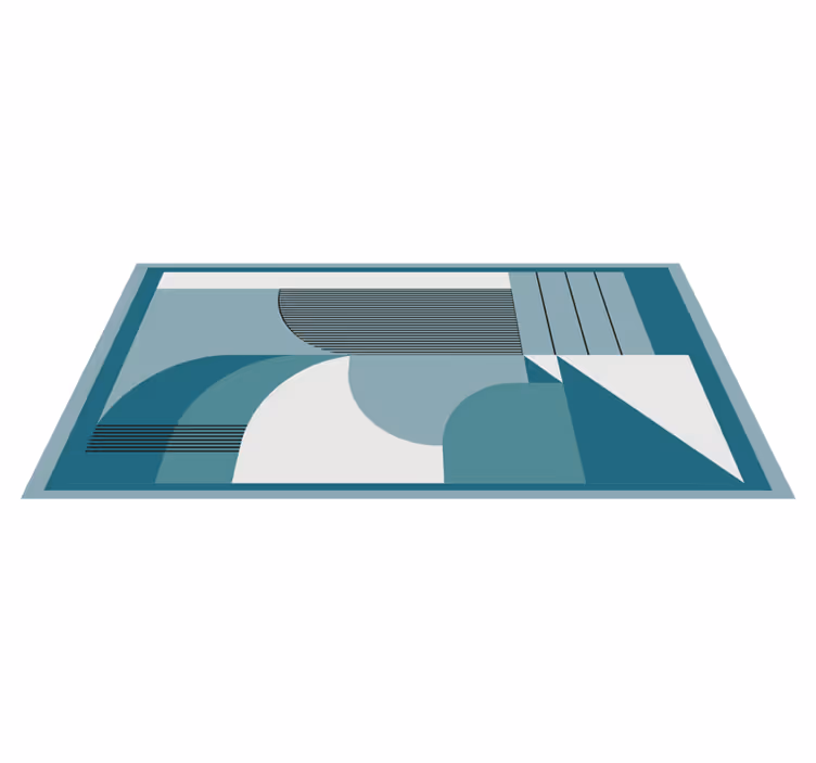 Modré abstraktní geometrické tvary Moderní vinylový koberec - TenStickers