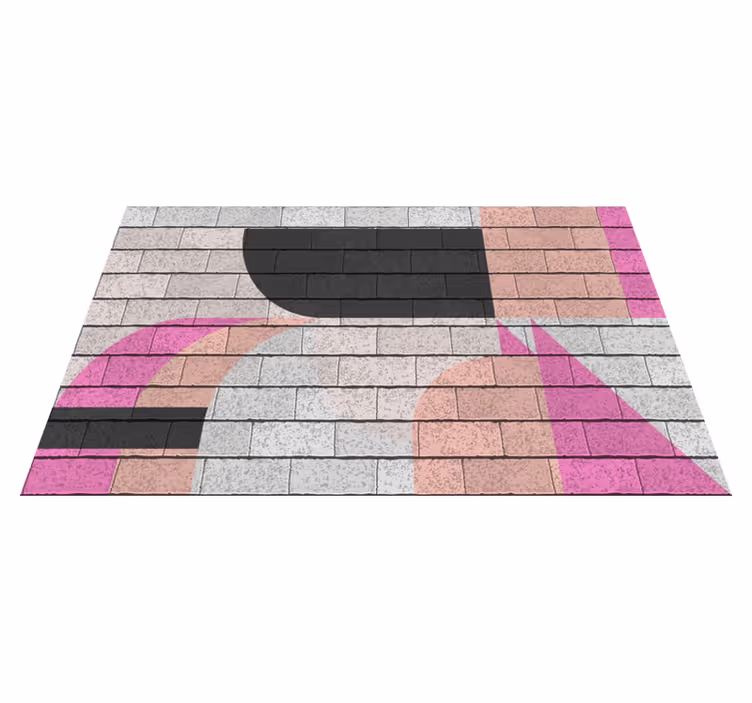Metalická šedá a růžová geometrická vstupní rohož - TenStickers