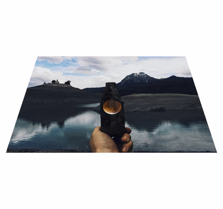 Pohled na láhev s měsícem Přírodní vinylový koberec - TenStickers