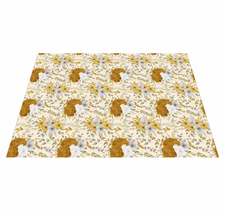 Botanický listový design Vinylový koberec s květinami  - TenStickers