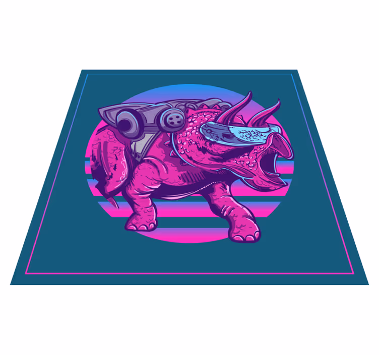 Ilustrace kybernetického nosorožce Zvířecí vinylový koberec - TenStickers