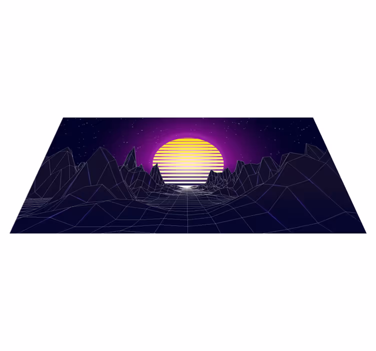 Retro futuristická krajina Moderní vinylový koberec - TenStickers