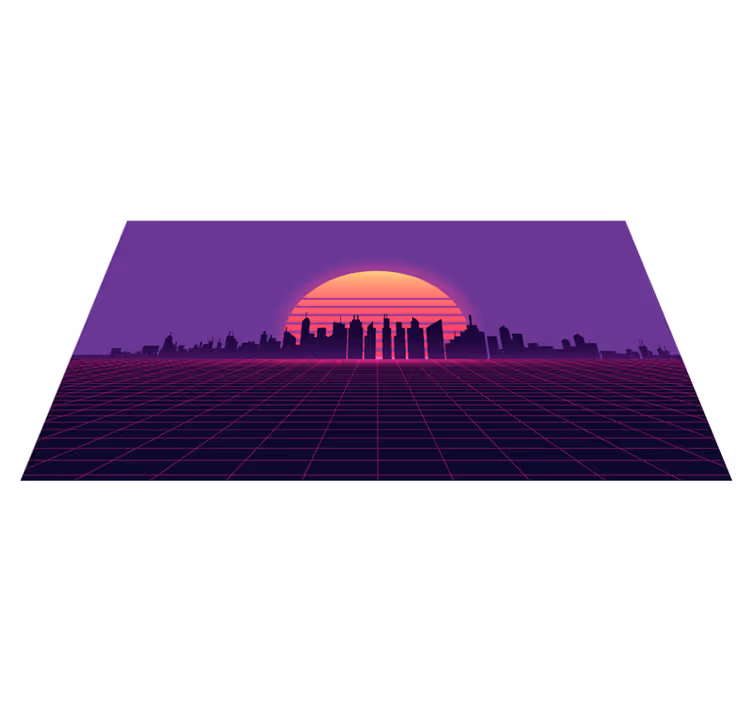 Vaporwave sunset 80s style vintage podlahový koberec - TenStickers