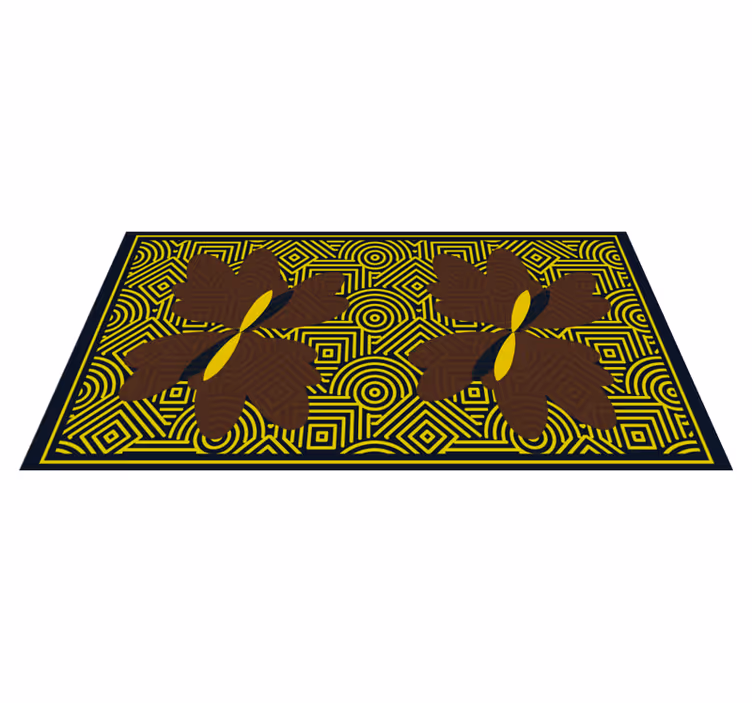Geometrický květinový kontrast Geometrický vinylový koberec - TenStickers