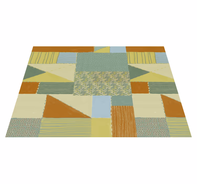 Geometrický vinylový koberec s patchwork vzorem - TenStickers