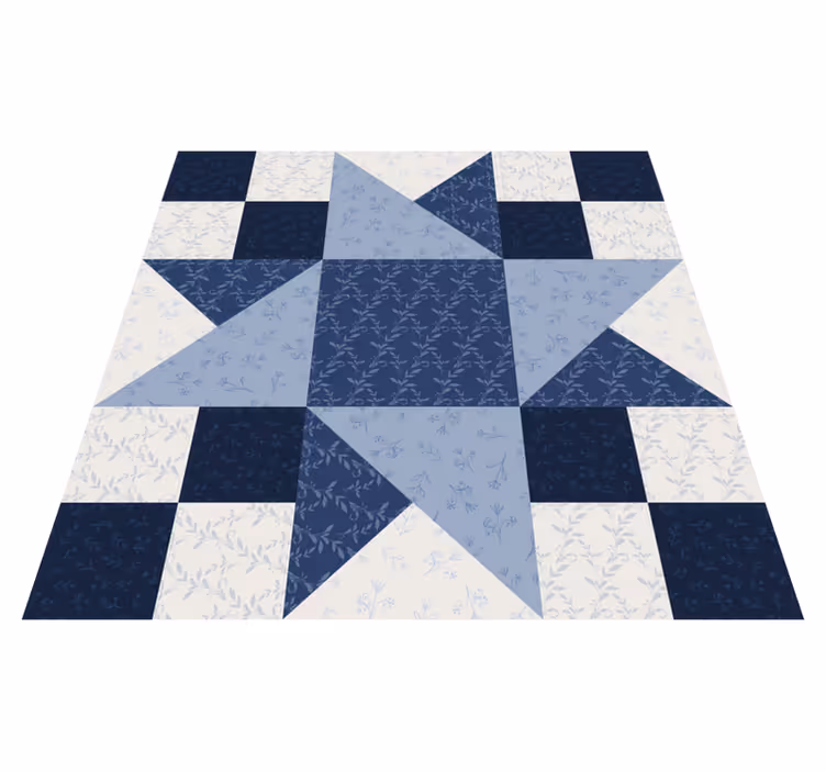 Patchwork modré hvězdy trojúhelník geometrické koberce - TenStickers
