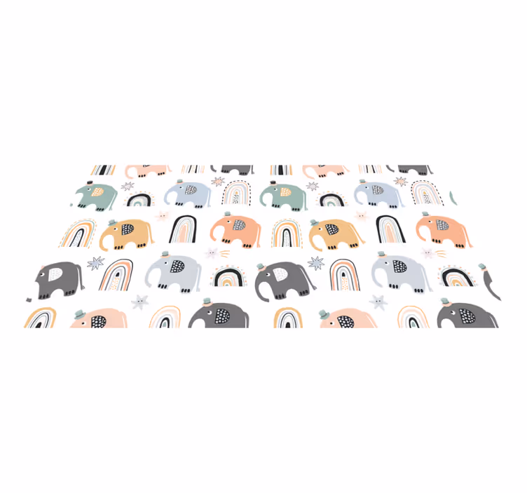 Vzor multicolor sloni baby hrací vinylový koberec - TenStickers