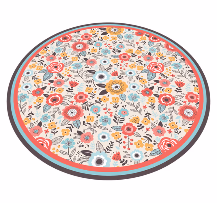 Vinylový koberec s květinami a rostlinami kruhový design - TenStickers