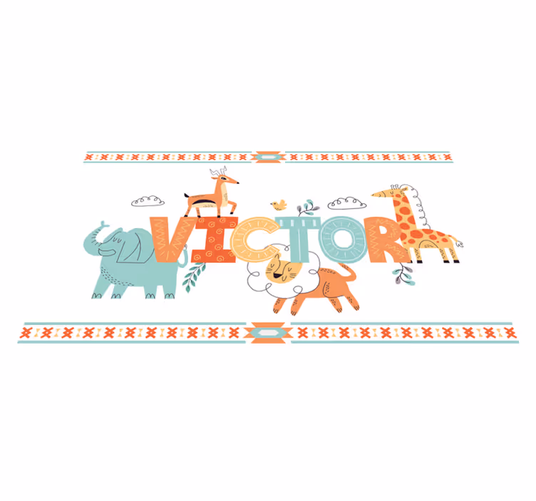 Personalizované téma safari Vinylový koberec se jmény - TenStickers