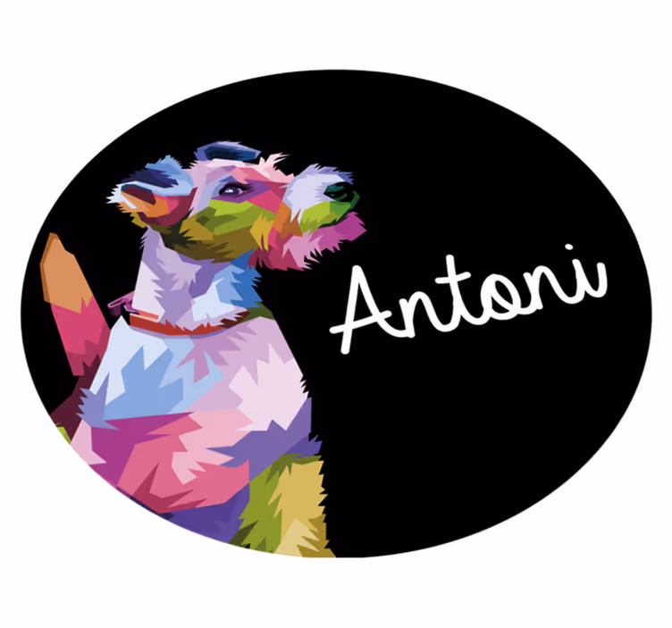 Barevný psí portrét Vinylový koberec se jmény - TenStickers
