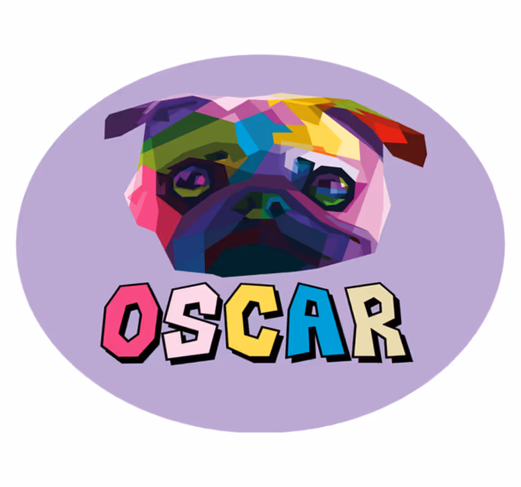 Geometrická-zvířata mops pes personalizovaná vinylový koberec - TenStickers