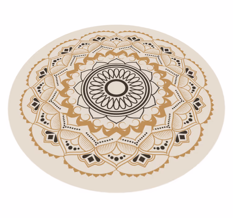 Béžová mandala kruhový design Mandala vinylový koberec - TenStickers