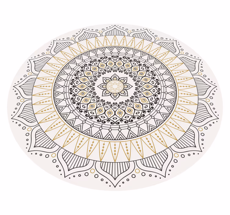 Geometrický hnědý a žlutý kruh mandala koberec - TenStickers