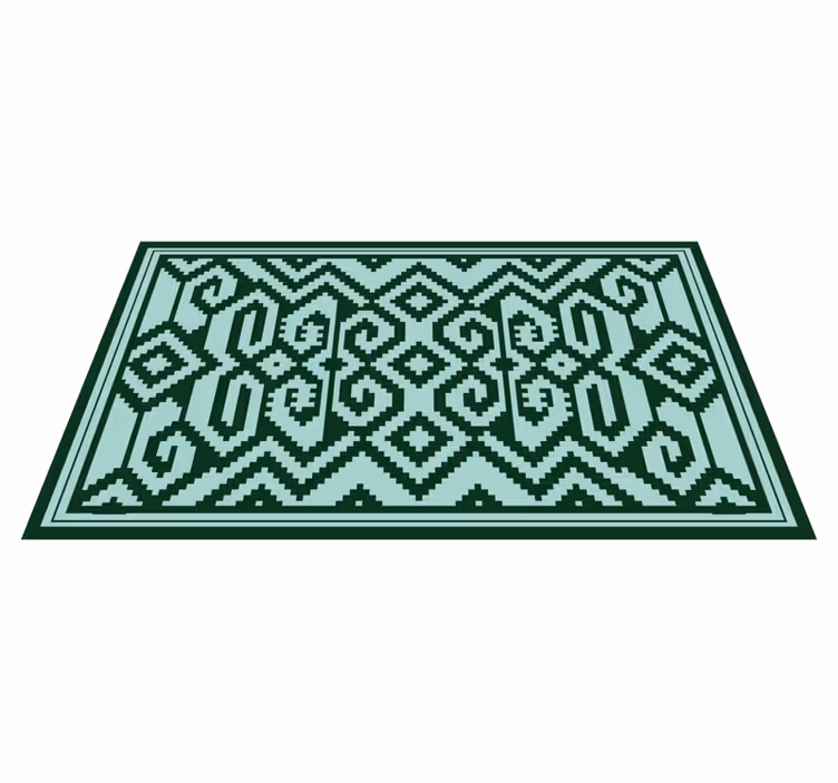 Zelené geometrické vzory Skandinávský vinylový koberec - TenStickers