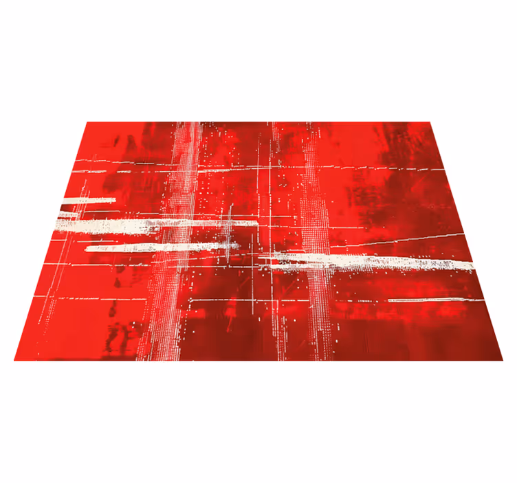 Moderní čáry vzor Červený vinylový koberec - TenStickers