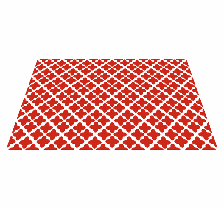 Bílý geometrický vzor Červený vinylový koberec - TenStickers