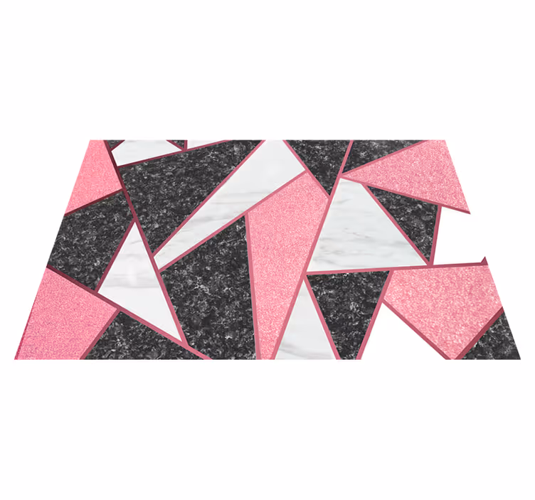 Růžové a šedé geometrické tvary Mramorový vinylový koberec - TenStickers