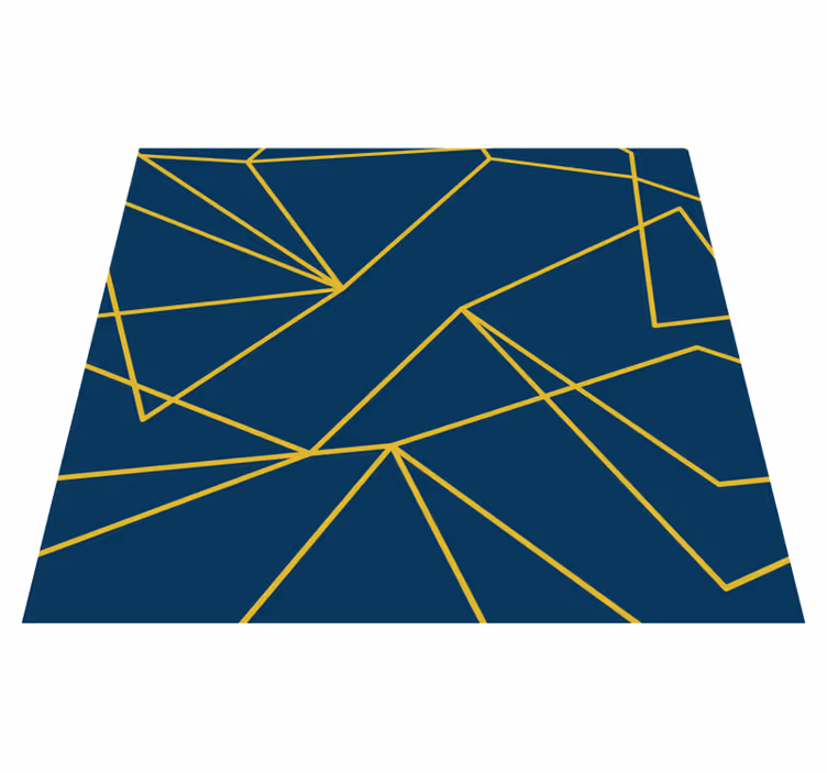 Geometrické zlaté čáry Modrý vinylový koberec - TenStickers