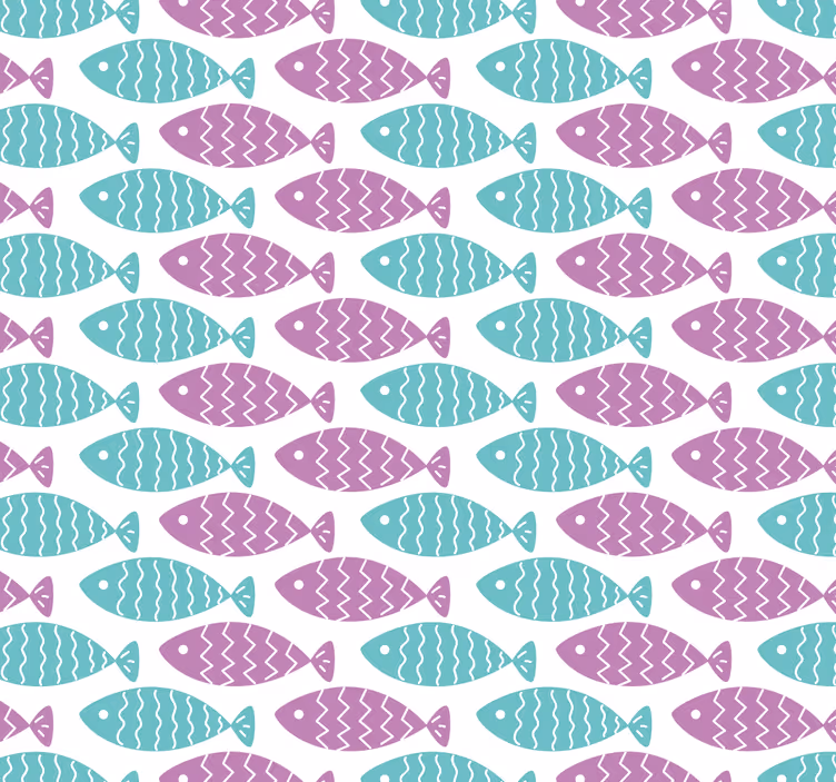 Geometrický motiv ryb školka tapeta - TenStickers