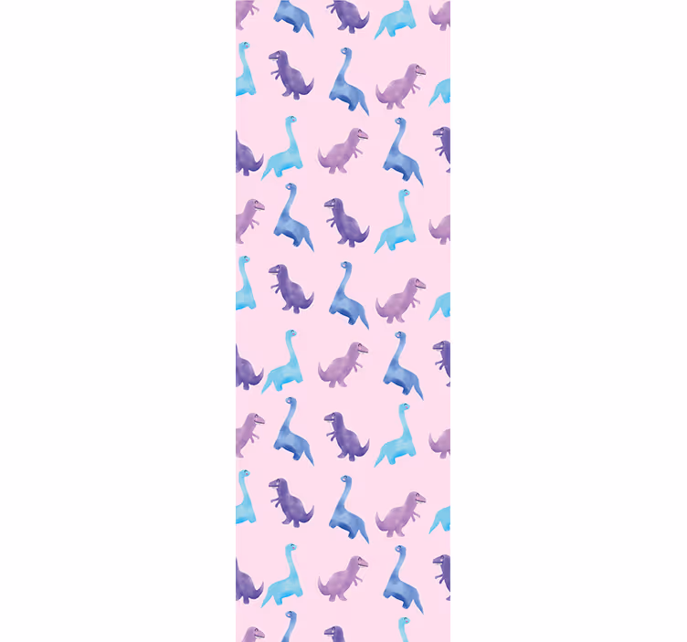 Růžový dětský vzor Dinosauři tapeta - TenStickers