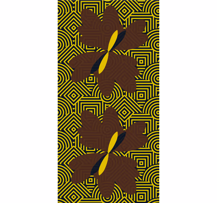 žlutý a hnědý vzor Květinový ornament tapeta - TenStickers