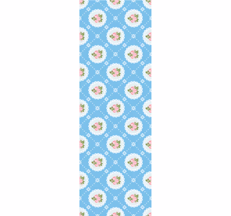 Vintage modrý kachlový vzor Květinový ornament tapeta - TenStickers