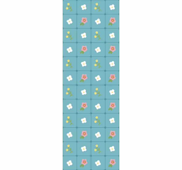 Kvetoucí modré motivy Zkontrolovaná tapeta - TenStickers