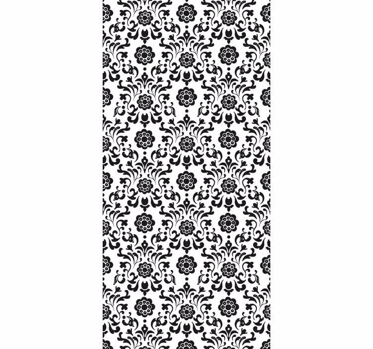 Klasické černé a bílé Květinový ornament tapeta - TenStickers