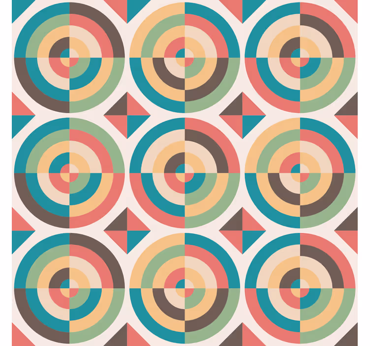 Geometrická tapeta s retro abstraktními tvary - TenStickers