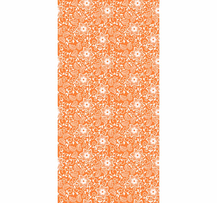 Květinová tapeta s oranžovým paisley vzorem - TenStickers